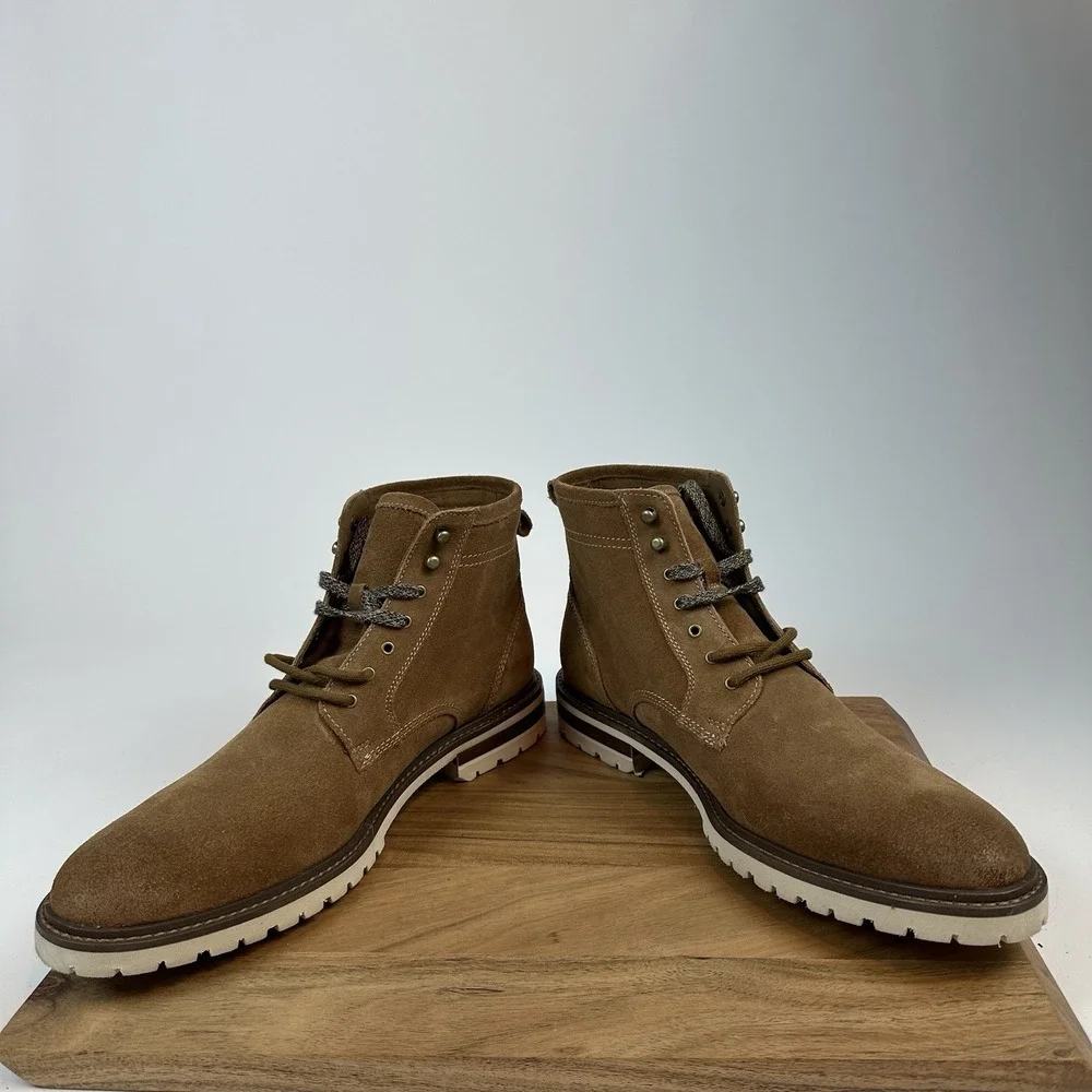 New Mens‎ Johnston & Murphy Barrett Plain Toe Boot Suede Leather Shoes Size 13 M